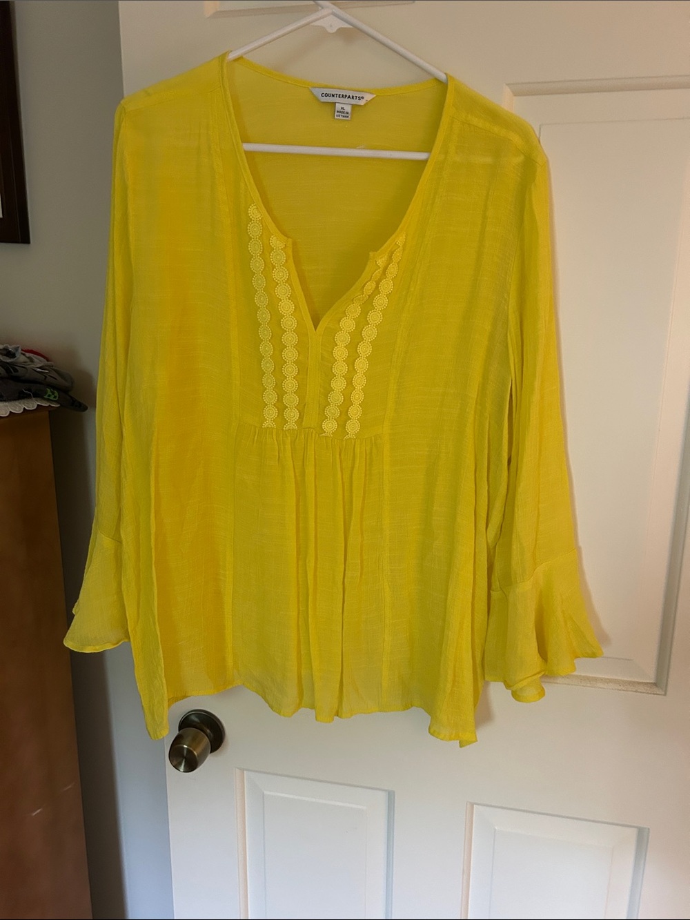 Counterparts Bright Yellow V-Neck Embroidered Peasant Top
